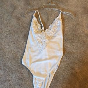 Ribbed Lace Front Bodysuit